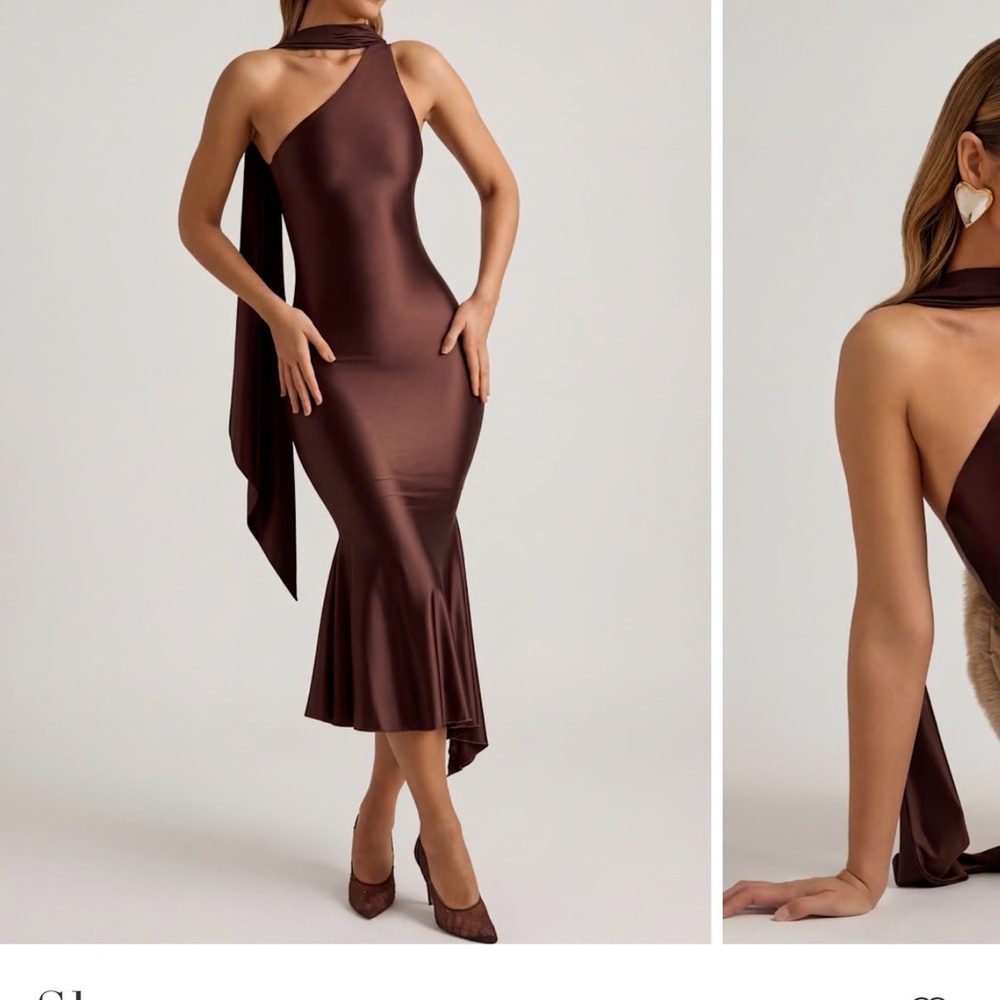 Oh Polly Chocolate Asymmetrical Dress